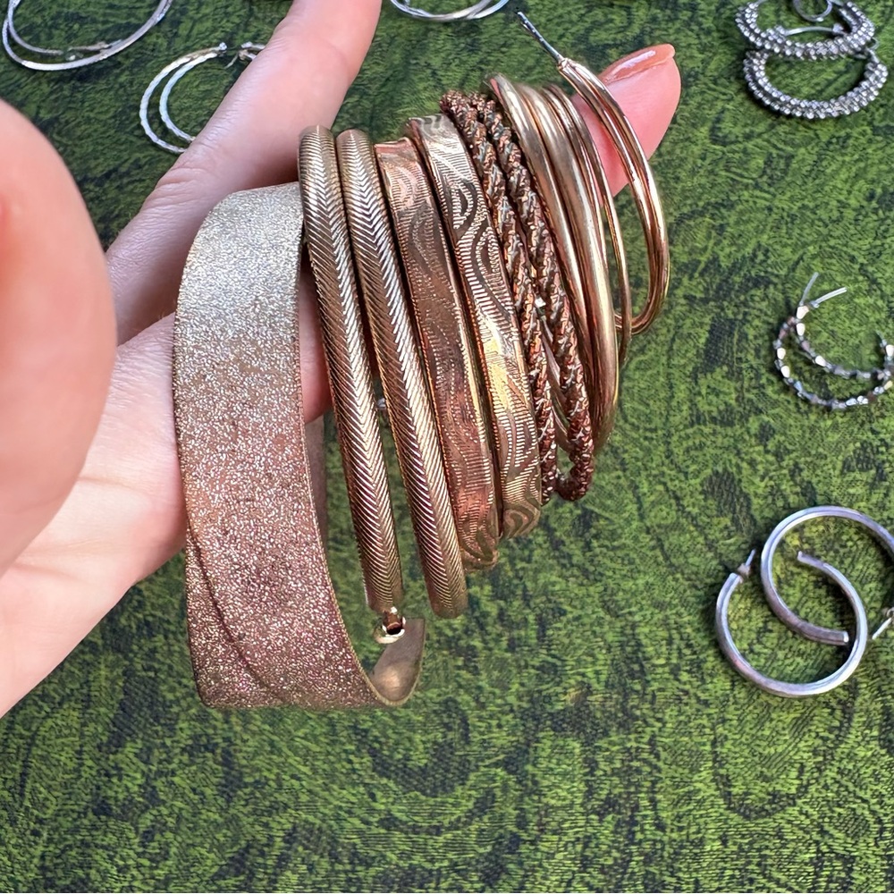 Gold hoop earring bundle bulk jewelry lot